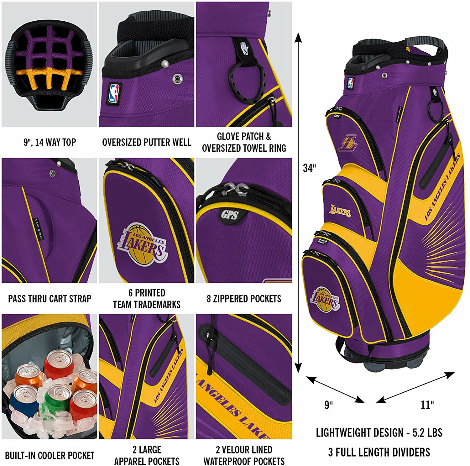 Team Golf NBA The Bucket II Team Effort Cart Bag - Image 10
