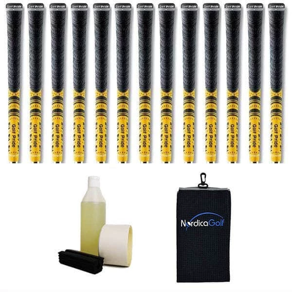 Golf Pride New Decade MultiCompound MCC Yellow Grip Kit - 13 Grips, Clamp, Solvent, Tape, Towel