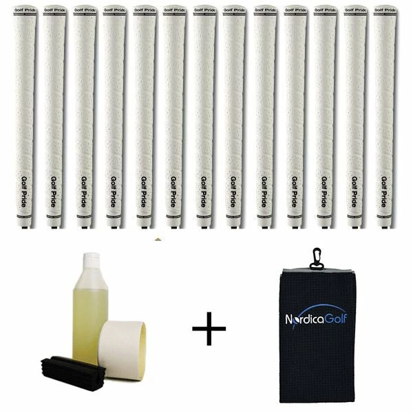 Golf Pride Tour Wrap 2G Midsize White Grip Kit - 13 Grips, Clamp, Solvent, Tape, Towel