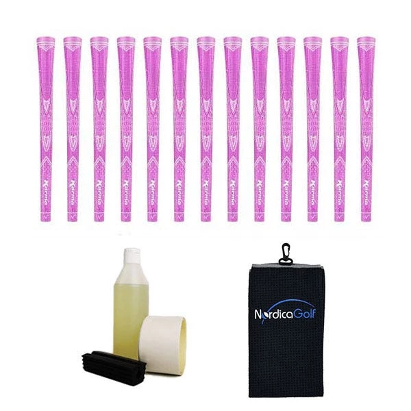 Karma Sparkle Undersize Pink 0.560" Grip Kit - 13 Grips, Clamp, Solvent, Tape, Towel