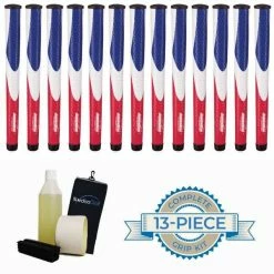 Jumbomax Tour Series Medium Super Jumbo Red/White/Blue Grip Kit - 13 Grips, Clamp, Solvent, Tape, Towel